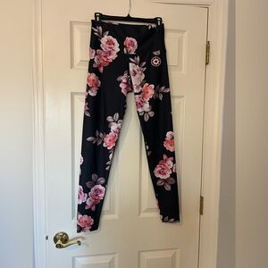 Onzie Black and Pink Floral Leggings